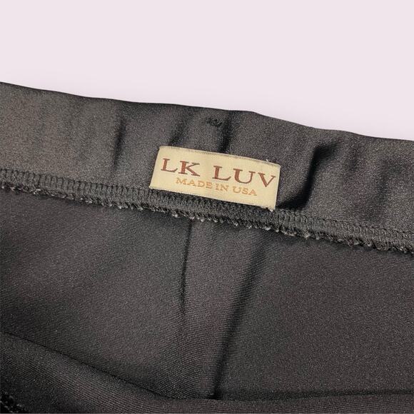LK Luv Black Silky Midi Skirt Medium Made In USA - Picture 3 of 4